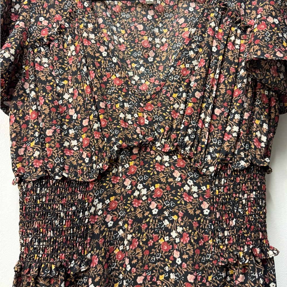Max Studio Black Floral Maxi Dress with Smocked Waist - Picture 3 of 5
